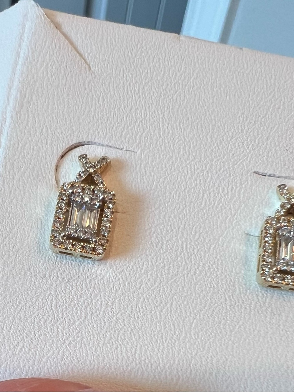 14k Gold Crystal Halo Emerald-Cut Drop Earrings - Women Jewelry